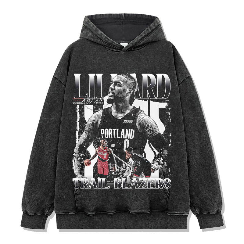DAMIAN LILLARD VINTAGE HOODIE – שחור שטוף