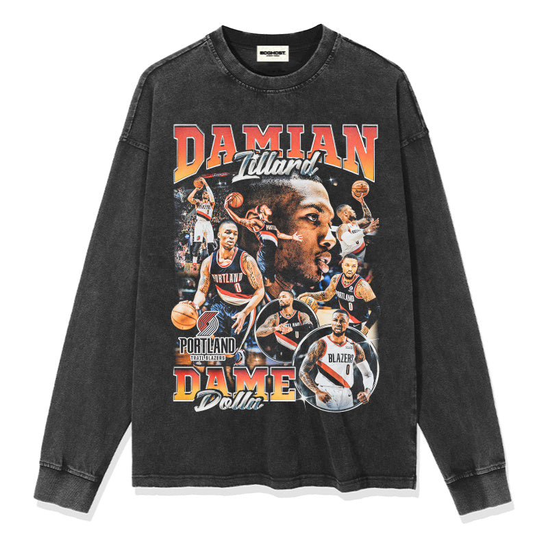 DAMIAN LILLARD LONG SLEEVE – שחור שטוף
