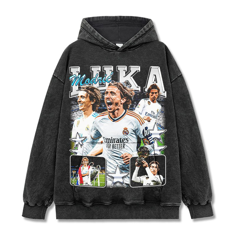 LUKA MODRIĆ VINTAGE HOODIE – שחור שטוף
