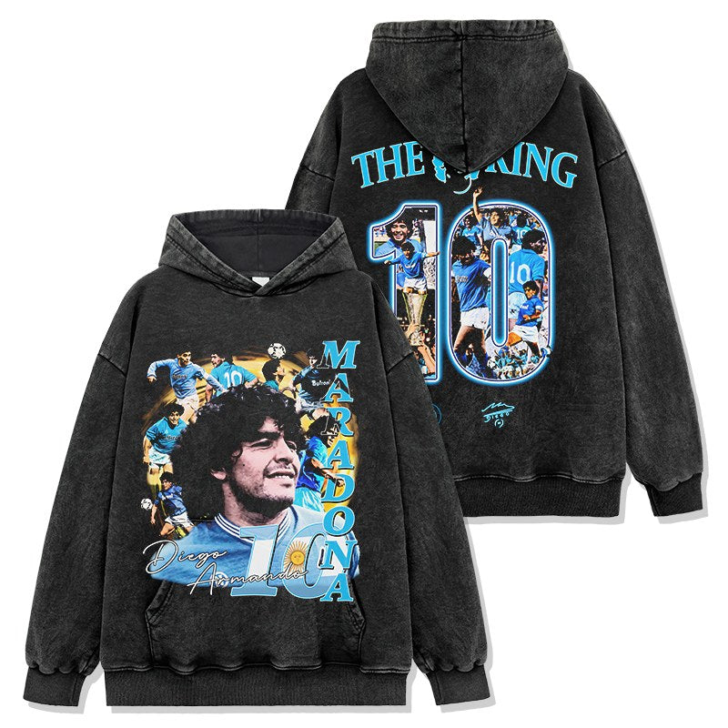 MARADONA VINTAGE HOODIE – שחור שטוף