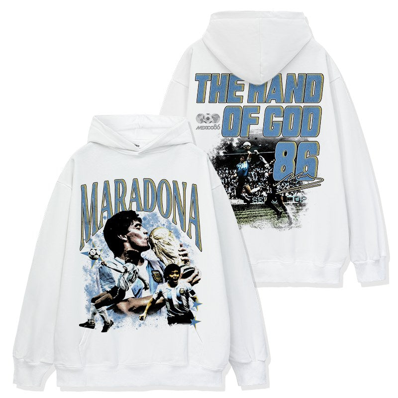 MARADONA VINTAGE HOODIE – לבן