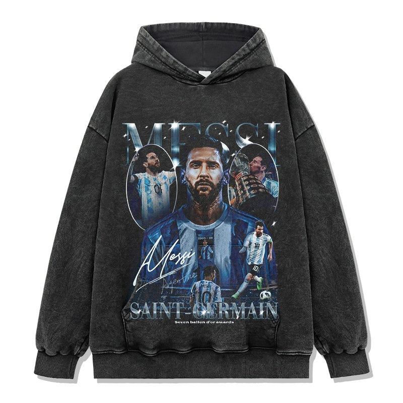 MESSI VINTAGE HOODIE – שחור שטוף