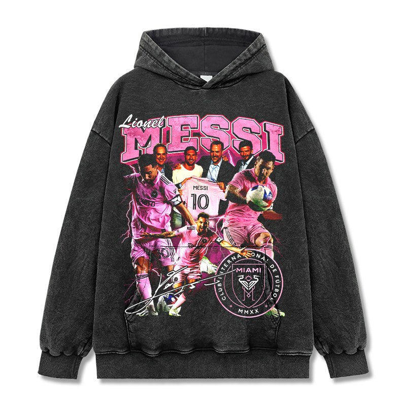 MESSI VINTAGE HOODIE – שחור שטוף