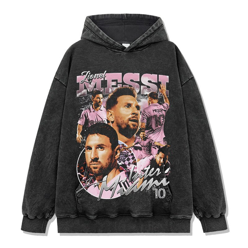 MESSI VINTAGE HOODIE – שחור שטוף