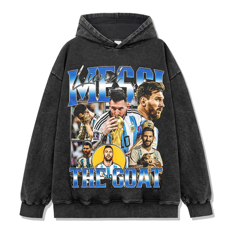 MESSI VINTAGE HOODIE – שחור שטוף