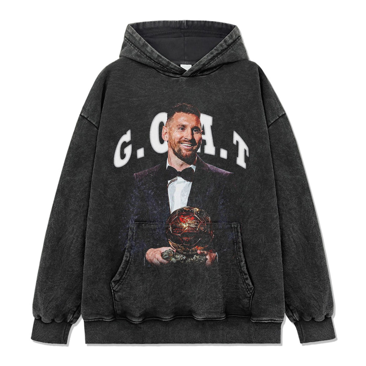 MESSI VINTAGE HOODIE – שחור שטוף
