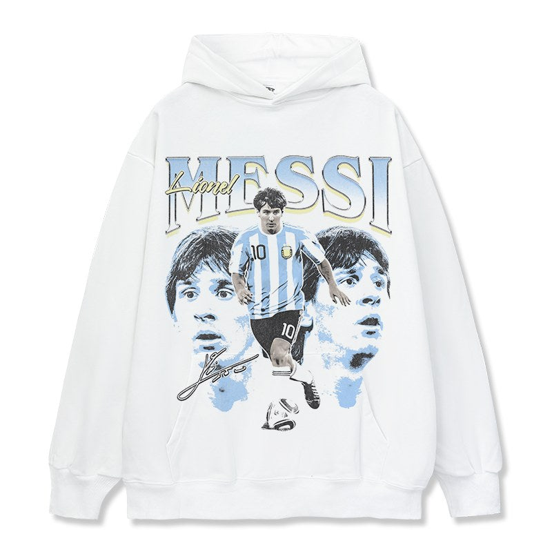 MESSI VINTAGE HOODIE – לבן