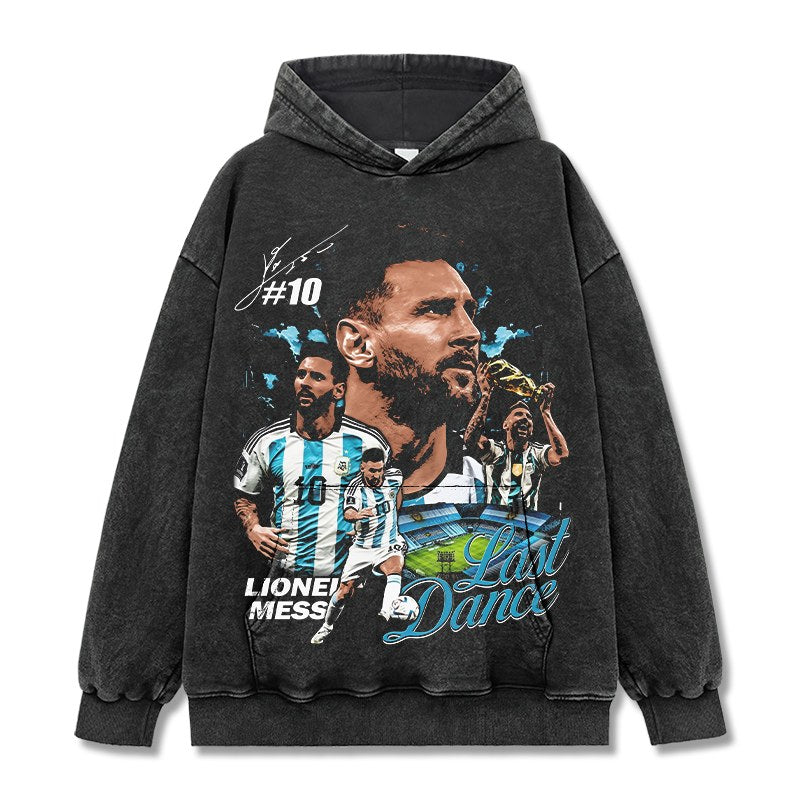MESSI VINTAGE HOODIE – שחור שטוף