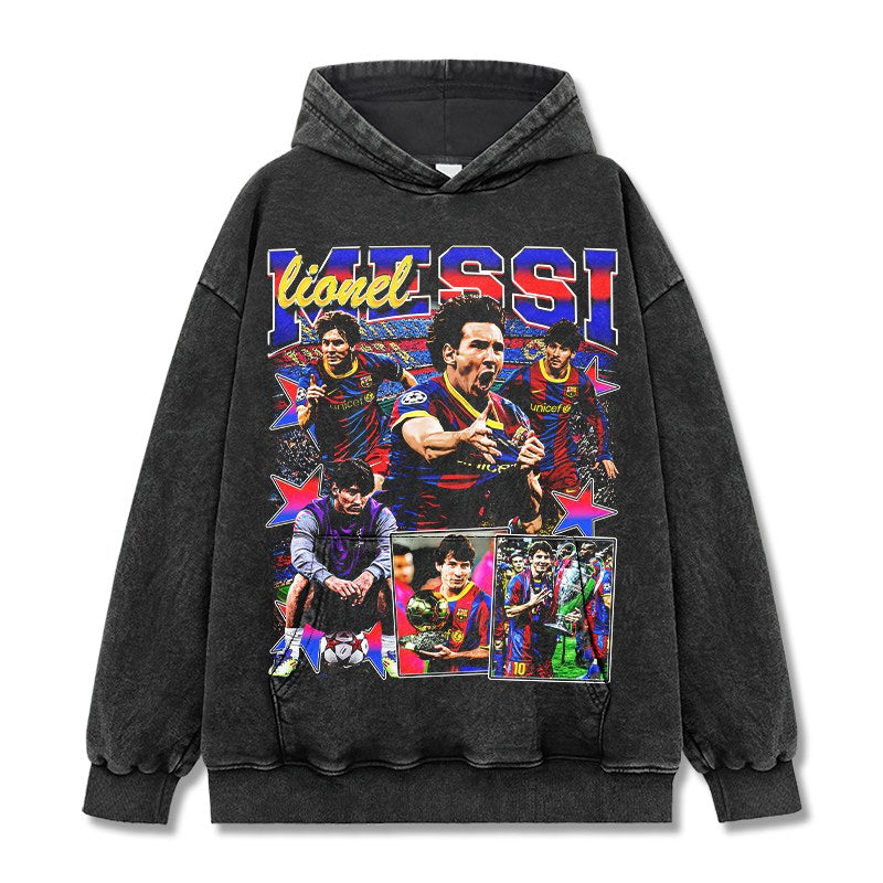 MESSI VINTAGE HOODIE – שחור שטוף