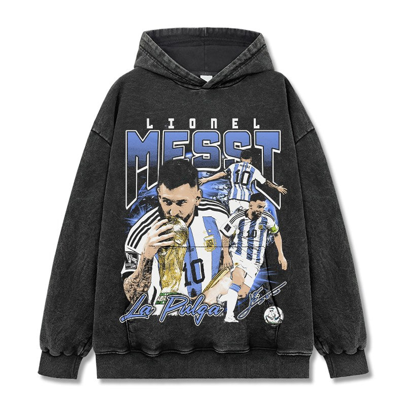 MESSI VINTAGE HOODIE – שחור שטוף