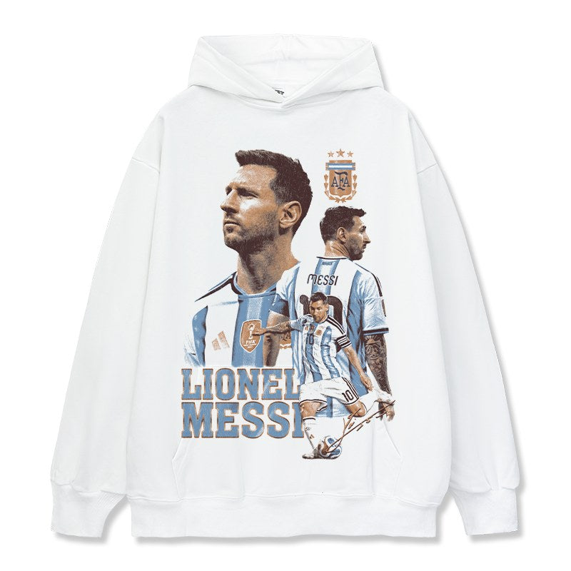 MESSI VINTAGE HOODIE – לבן