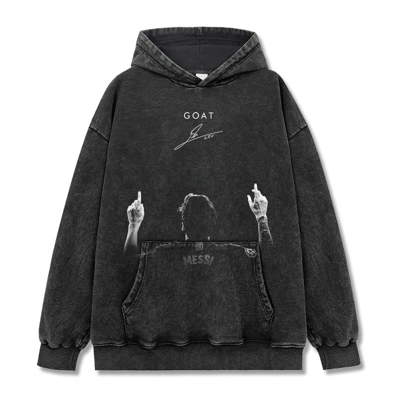 MESSI VINTAGE HOODIE – שחור שטוף
