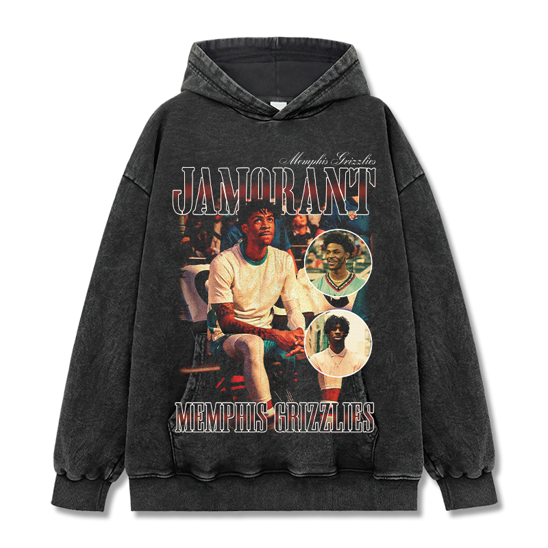 JA MORANT VINTAGE HOODIE – שחור שטוף