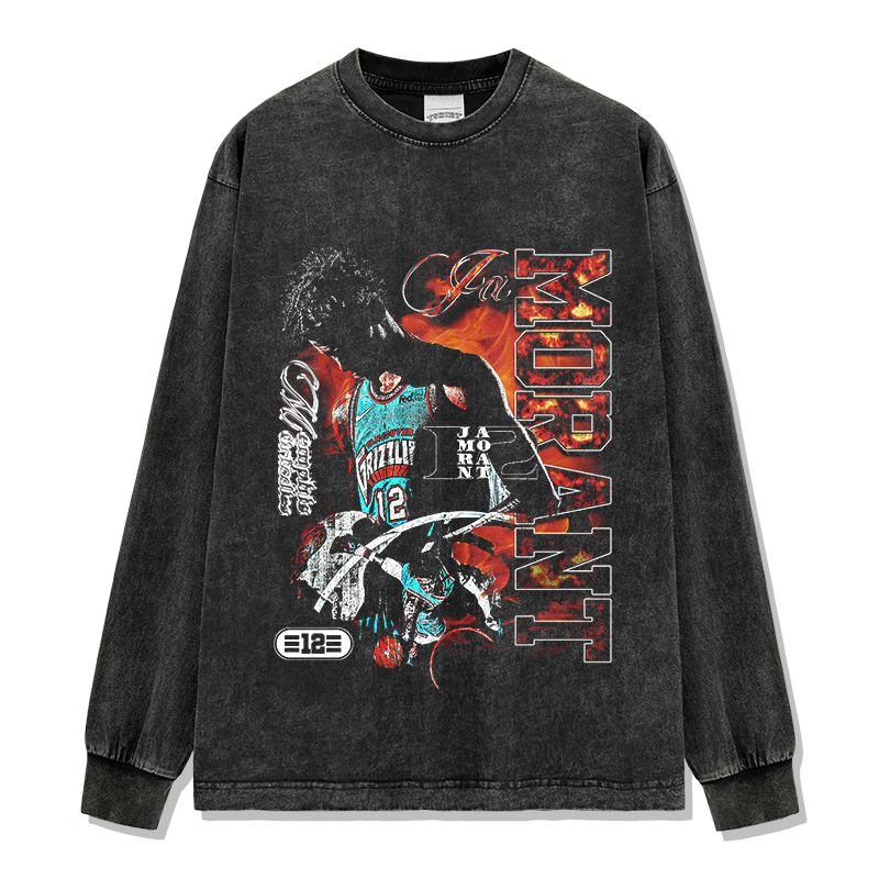 JA MORANT LONG SLEEVE – שחור שטוף