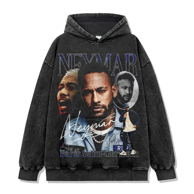 NEYMAR VINTAGE HOODIE – שחור שטוף