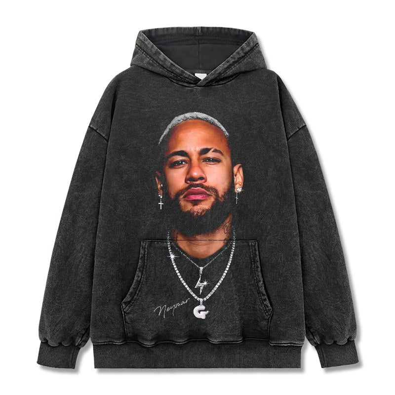 NEYMAR VINTAGE HOODIE – שחור שטוף