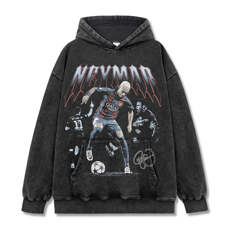 NEYMAR VINTAGE HOODIE – שחור שטוף