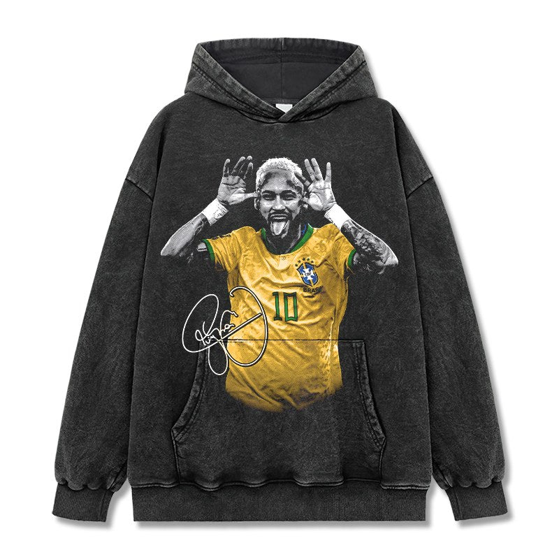 NEYMAR VINTAGE HOODIE – שחור שטוף