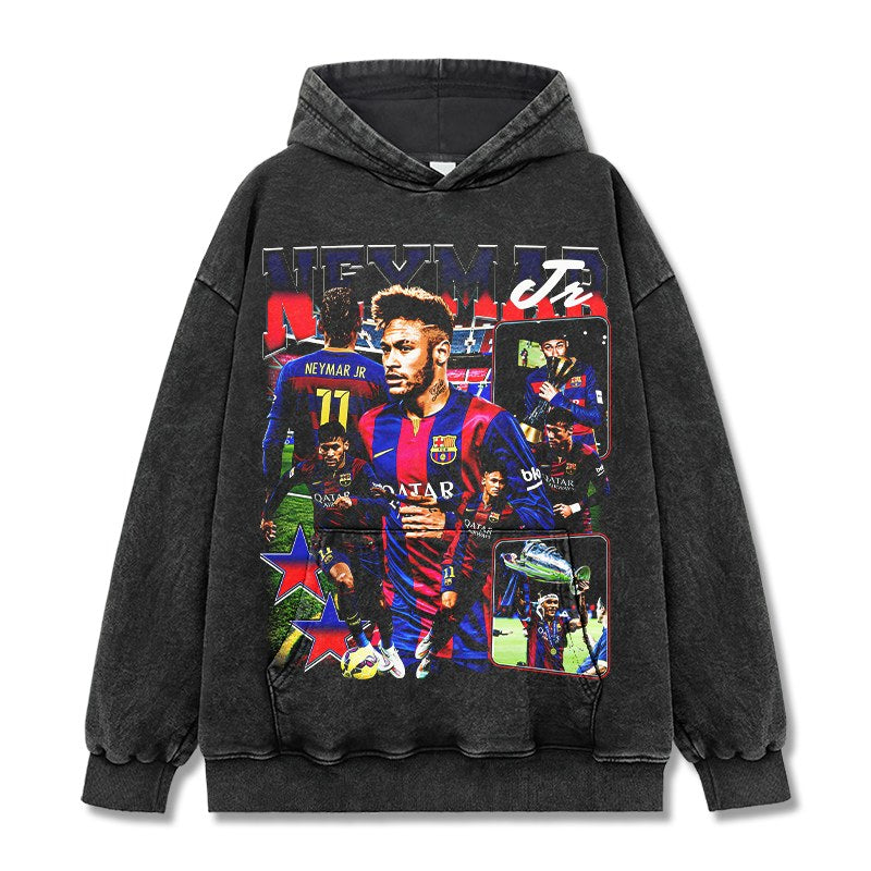 NEYMAR VINTAGE HOODIE – שחור שטוף