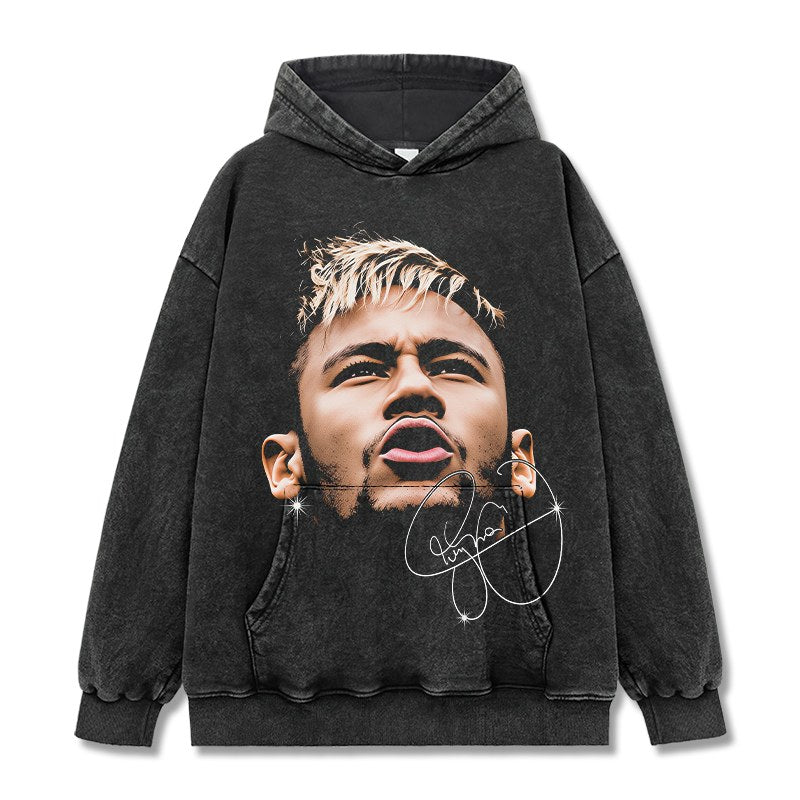 NEYMAR VINTAGE HOODIE – שחור שטוף
