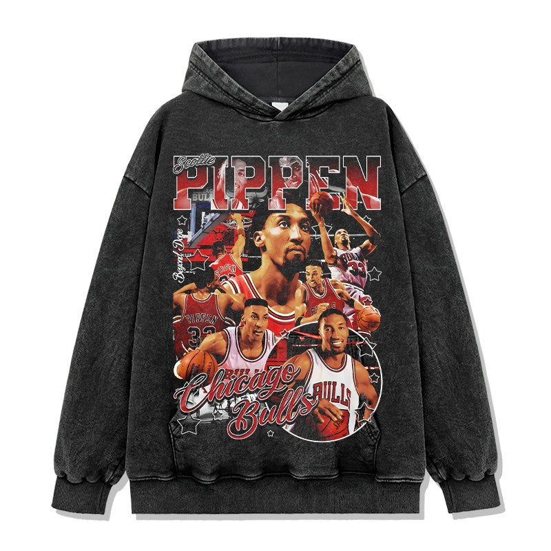 SCOTTIE PIPPEN VINTAGE HOODIE – שחור שטוף