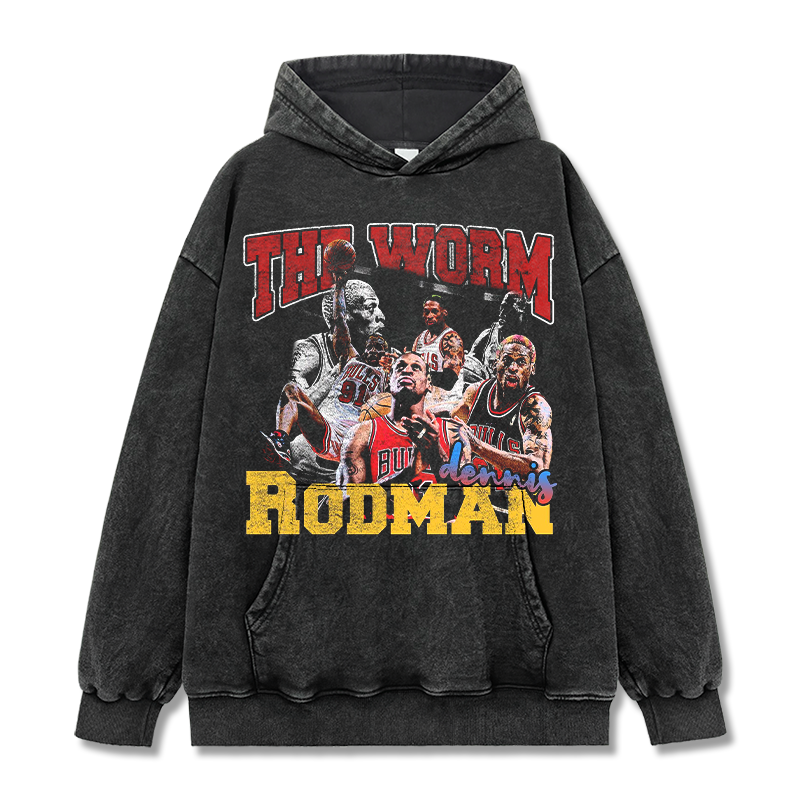 DENNIS RODMAN VINTAGE HOODIE – שחור שטוף