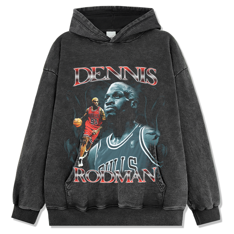 DENNIS RODMAN VINTAGE HOODIE – שחור שטוף