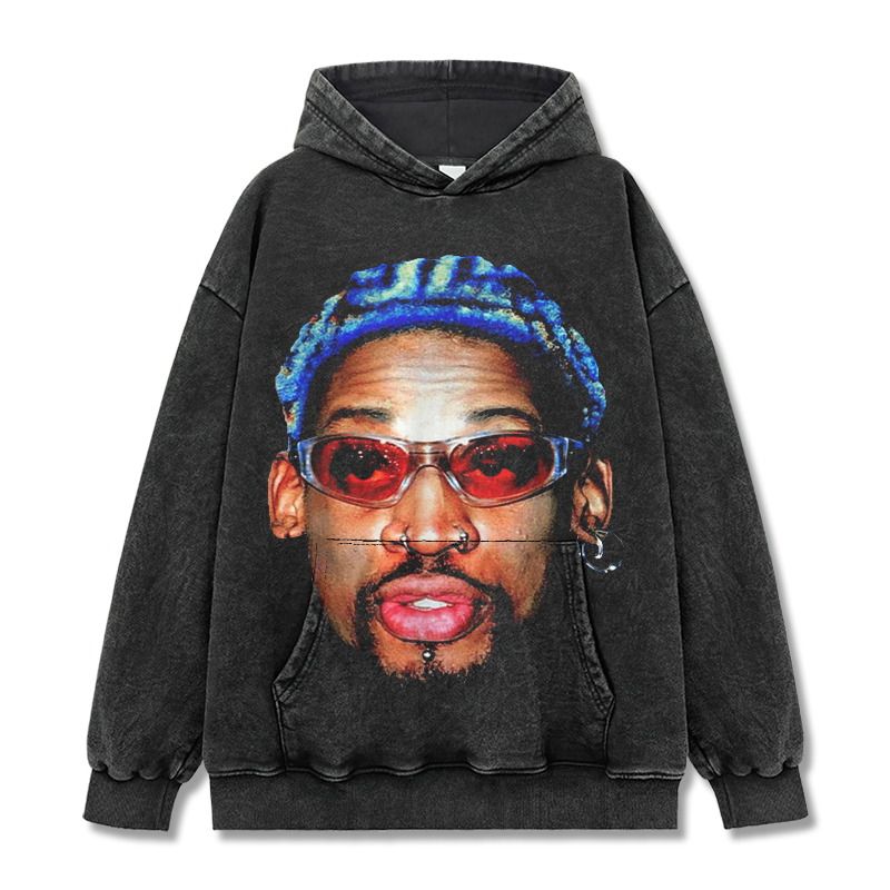 DENNIS RODMAN VINTAGE HOODIE – שחור שטוף