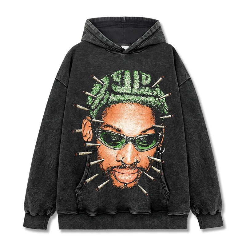 DENNIS RODMAN VINTAGE HOODIE – שחור שטוף