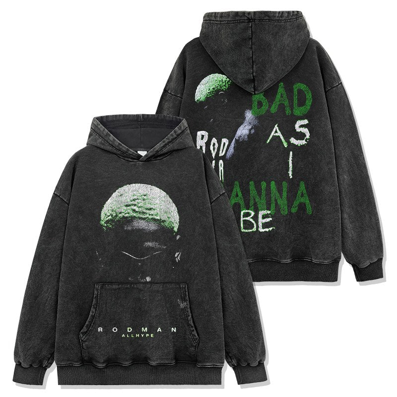 DENNIS RODMAN VINTAGE HOODIE – שחור שטוף