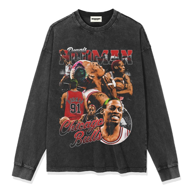 DENNIS RODMAN LONG SLEEVE – שחור שטוף