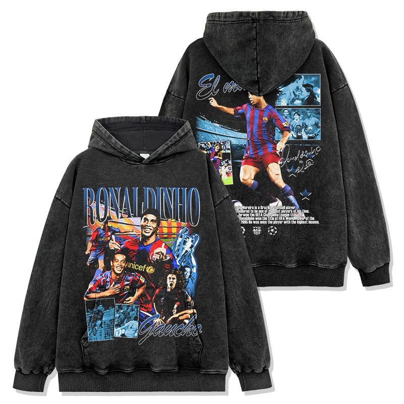 RONALDINHO VINTAGE HOODIE – שחור שטוף