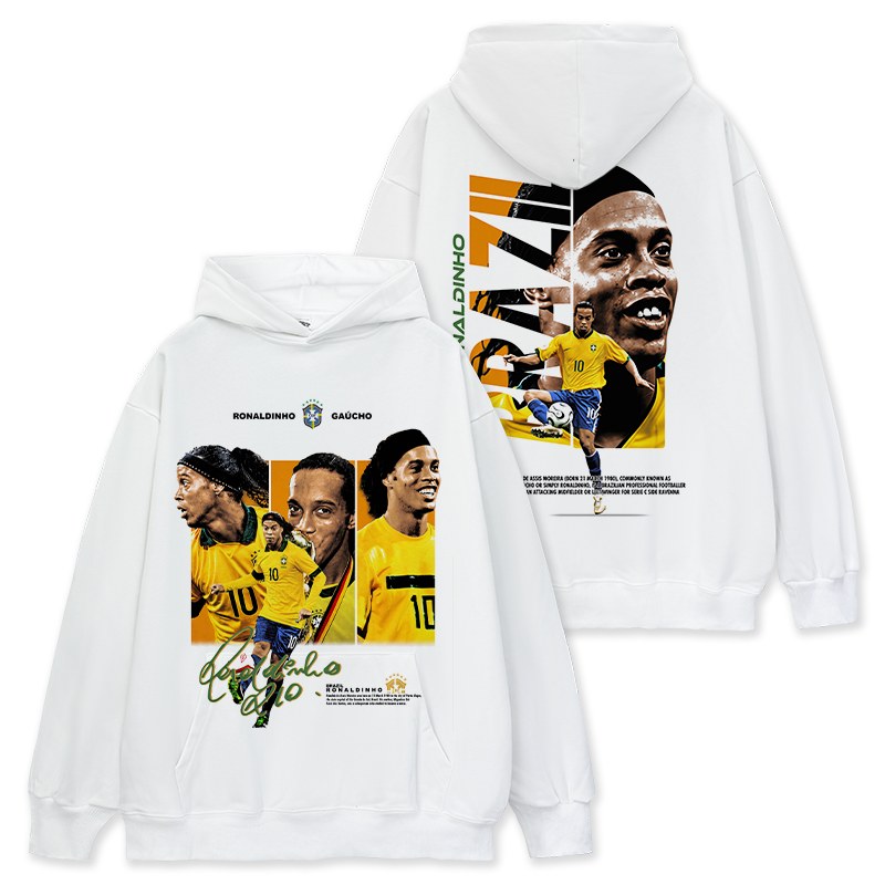 RONALDINHO VINTAGE HOODIE – לבן