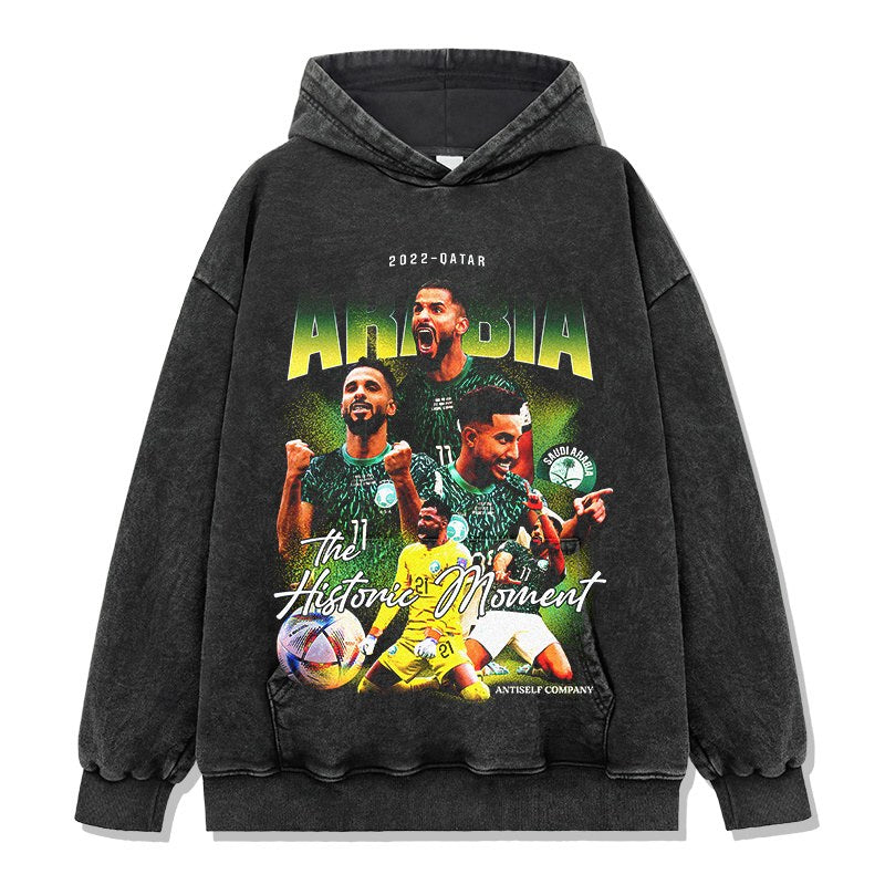 SAUDI ARABIA VINTAGE HOODIE – שחור שטוף
