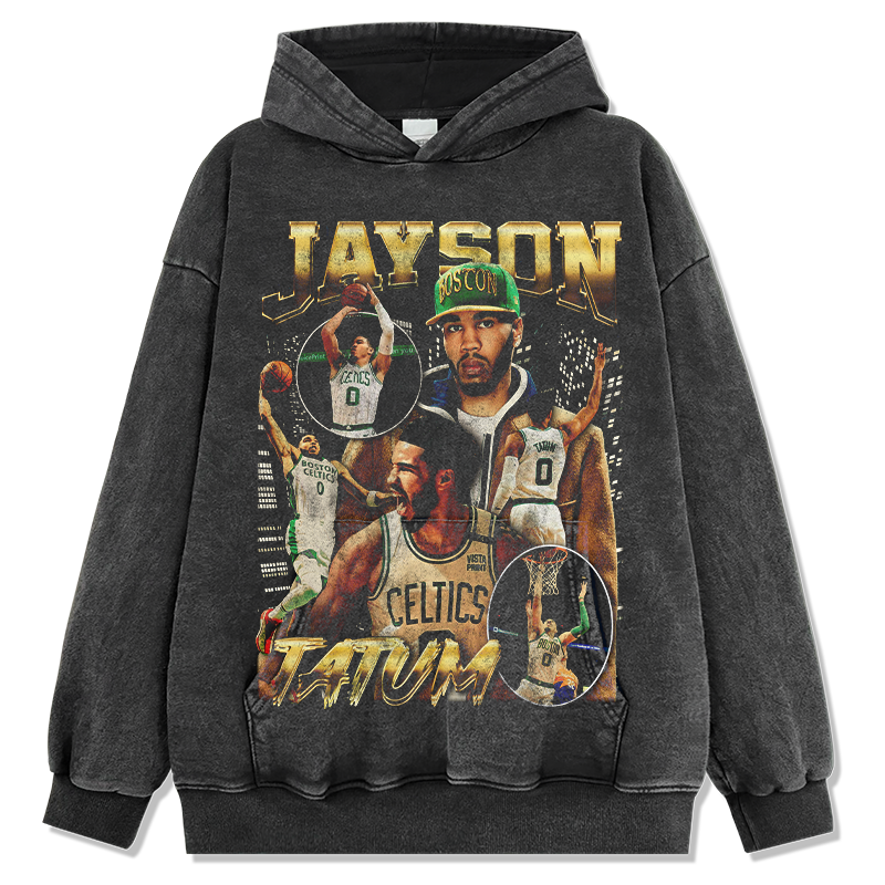 JAYSON TATUM VINTAGE HOODIE – שחור שטוף