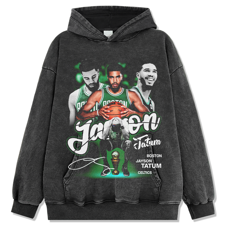 JAYSON TATUM VINTAGE HOODIE – שחור שטוף