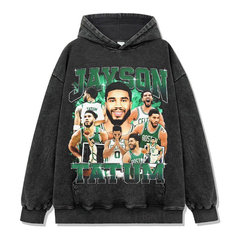 JAYSON TATUM VINTAGE HOODIE – שחור שטוף