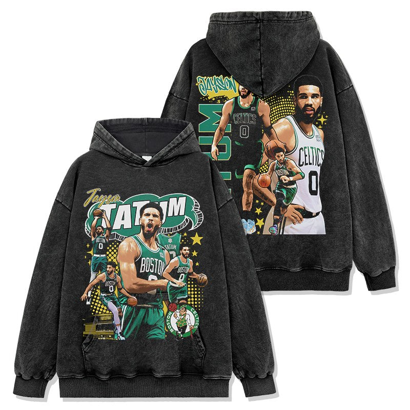 JAYSON TATUM VINTAGE HOODIE – שחור שטוף