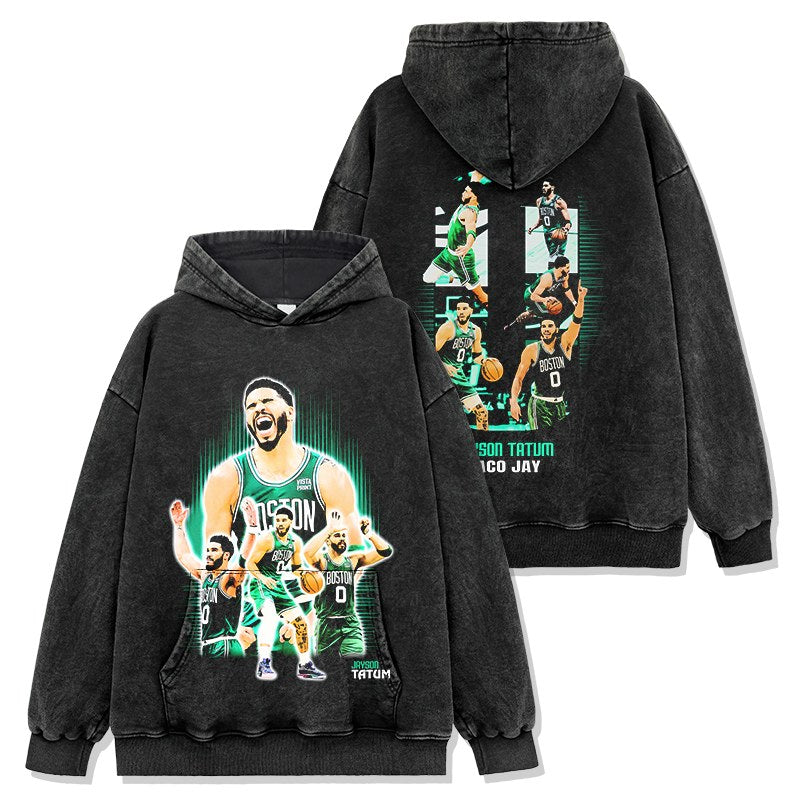 JAYSON TATUM VINTAGE HOODIE – שחור שטוף