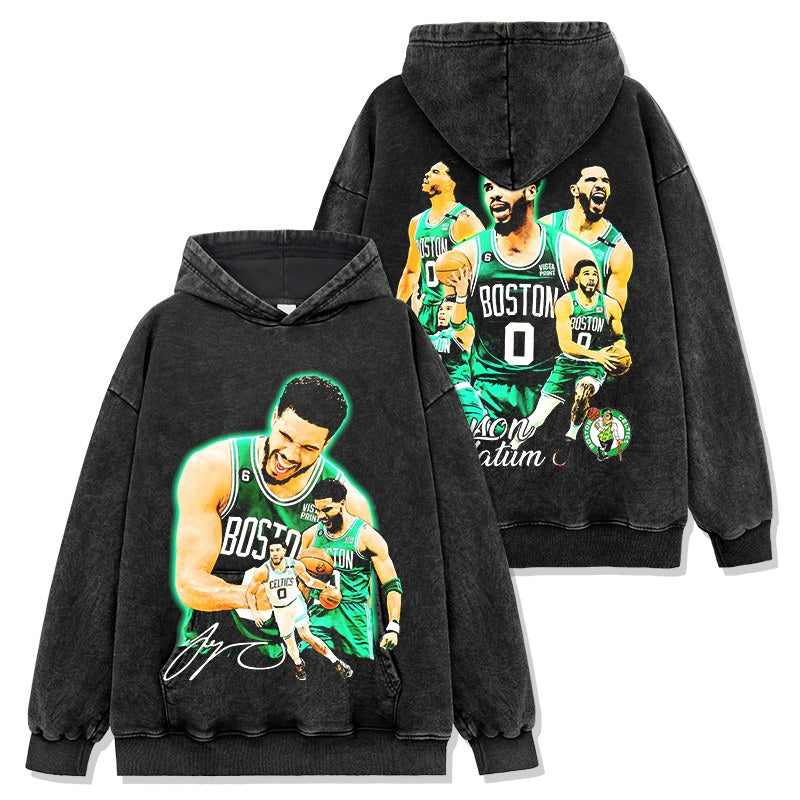 JAYSON TATUM VINTAGE HOODIE – שחור שטוף