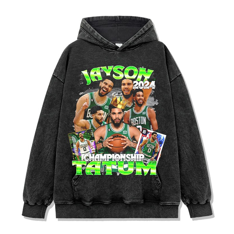 JAYSON TATUM VINTAGE HOODIE – שחור שטוף