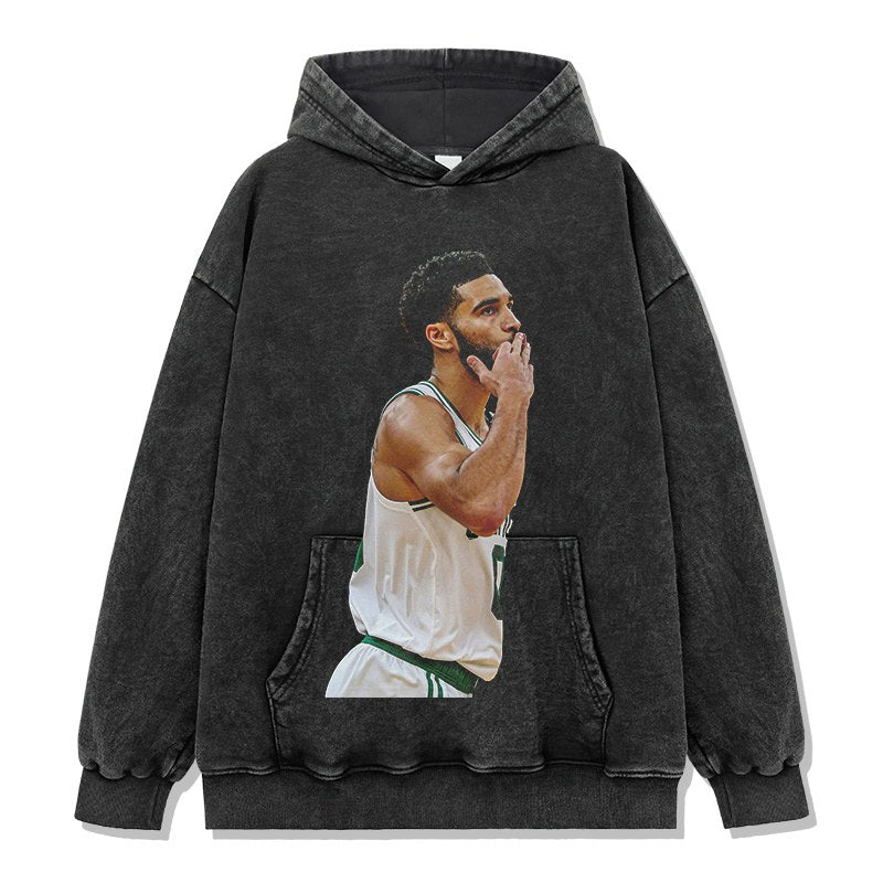 JAYSON TATUM VINTAGE HOODIE – שחור שטוף