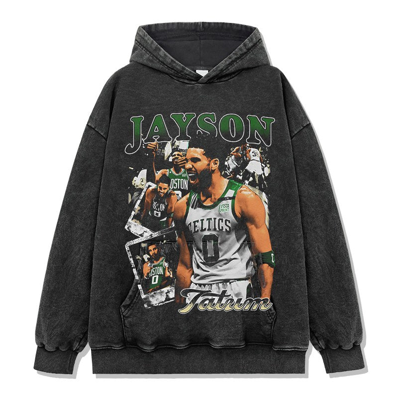 JAYSON TATUM VINTAGE HOODIE – שחור שטוף
