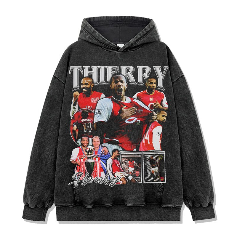 THIERRY HENRY VINTAGE HOODIE – שחור שטוף