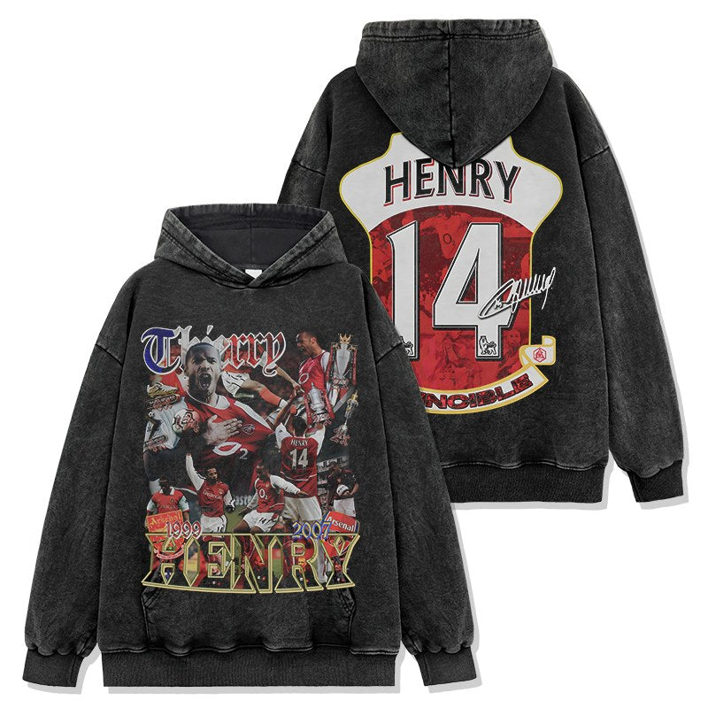 THIERRY HENRY VINTAGE HOODIE – שחור שטוף