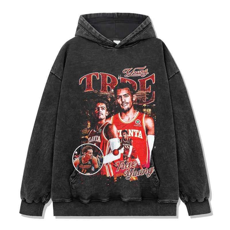 TRAE YOUNG VINTAGE HOODIE – שחור שטוף