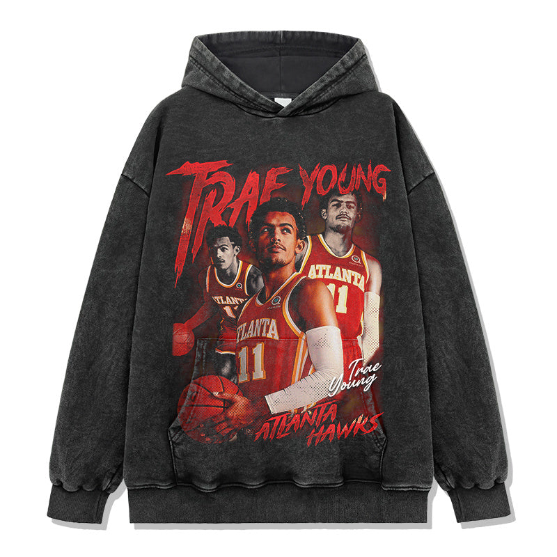 TRAE YOUNG VINTAGE HOODIE – שחור שטוף