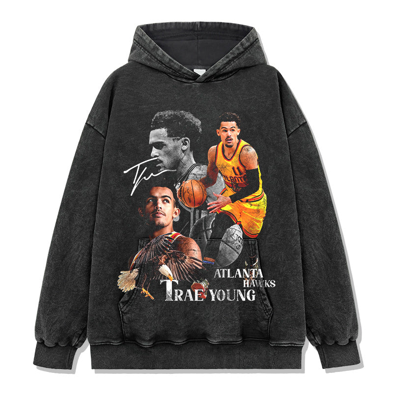 TRAE YOUNG VINTAGE HOODIE – שחור שטוף