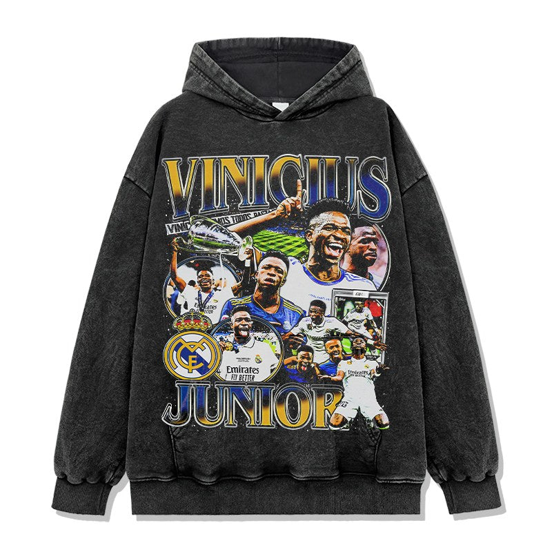 VINICIUS JR VINTAGE HOODIE – שחור שטוף