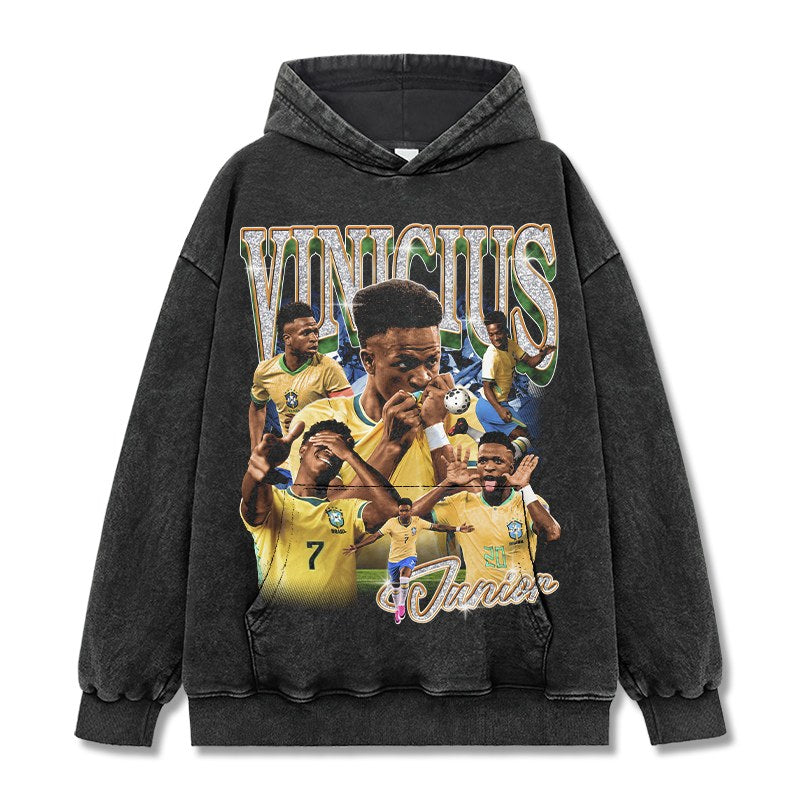 VINICIUS JR VINTAGE HOODIE – שחור שטוף
